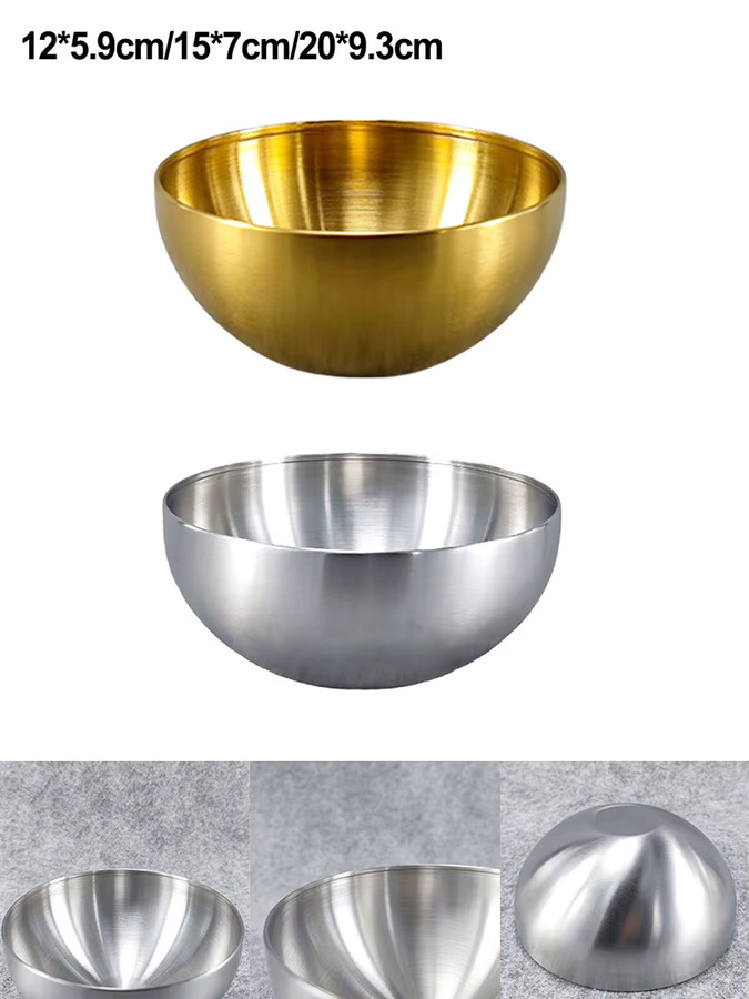 LEENKEA Salatschüssel aus Edelstahl in Gold und Silber für Obst, Salat, Suppe oder Nudeln - Bild 2