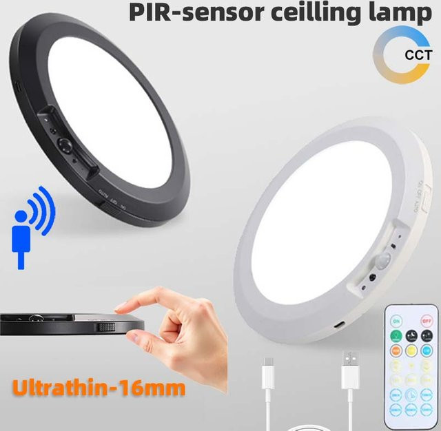 YSRSAI Ultradünne PIR-Sensor-Deckenleuchte in Weiß mit Fernbedienung, dimmbar und magnetischer Installation als Nachtlicht für den Korridor - Bild 1