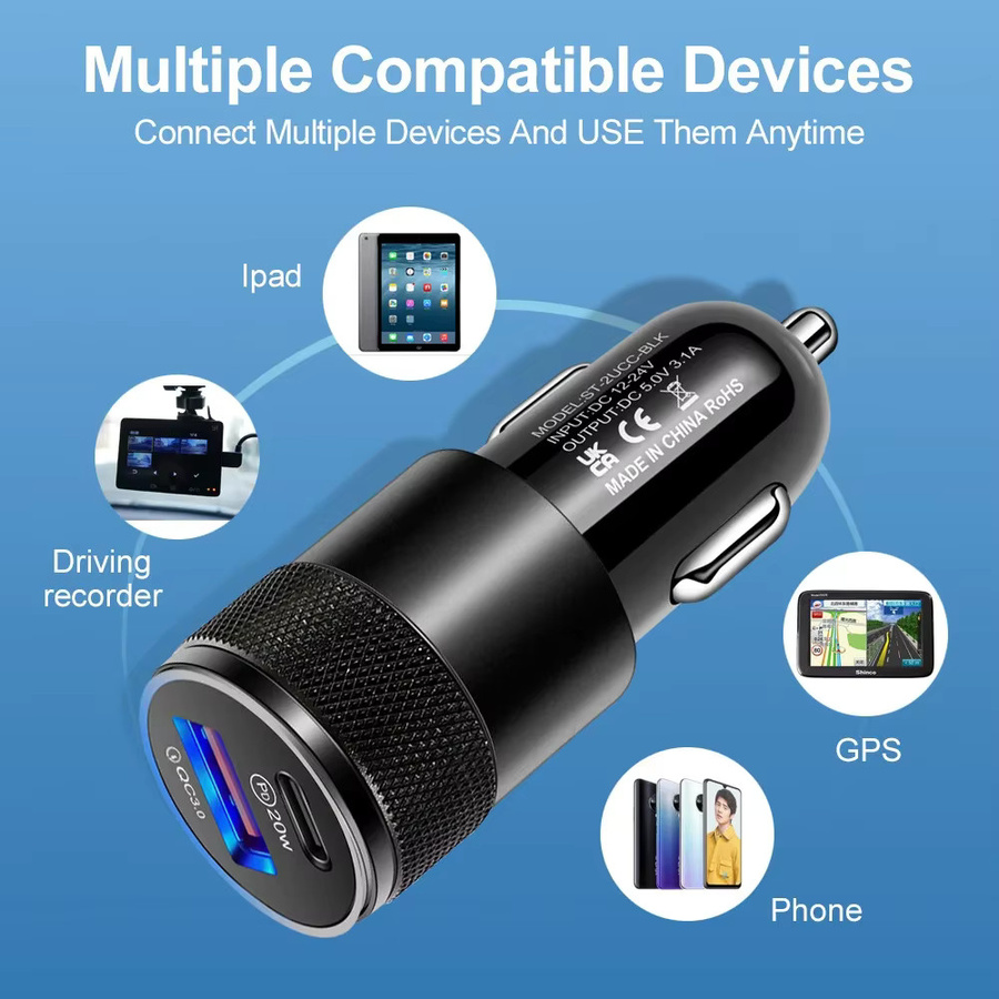 Ai CAR FUN Mini-Autoladegerät mit USB-C PD Buchse in Schwarz für 12-24V Zigarettenanzünder Schnellladung für iPhone, Xiaomi, Huawei und Samsung - Bild 5