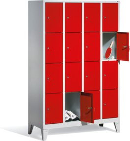 C+P Fächerschrank Classic auf Füßen mit 16 Fächern, Front Rubinrot, Korpus Lichtgrau, H x B x T: 185 x 119 x 50 cm - Bild 1