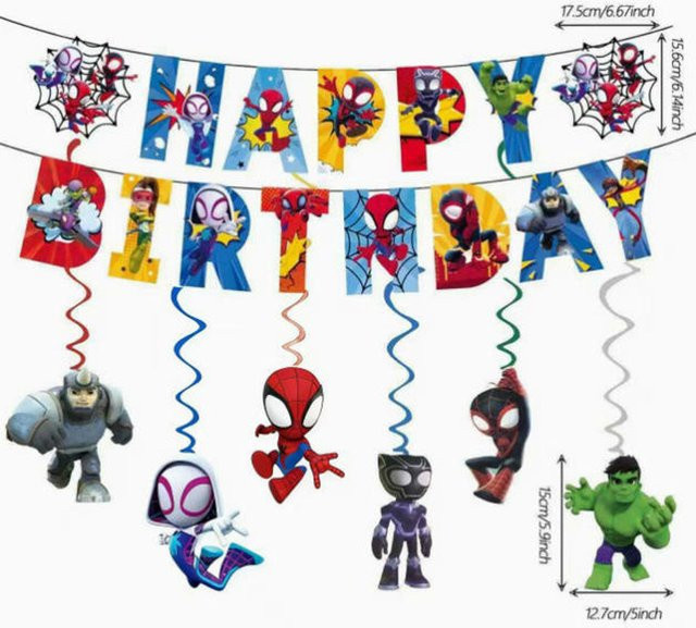 Hot Toys Spidey und seine fantastischen Freunde Party-Dekoration Deckenhängende Spiralen für Mädchen - Bild 1