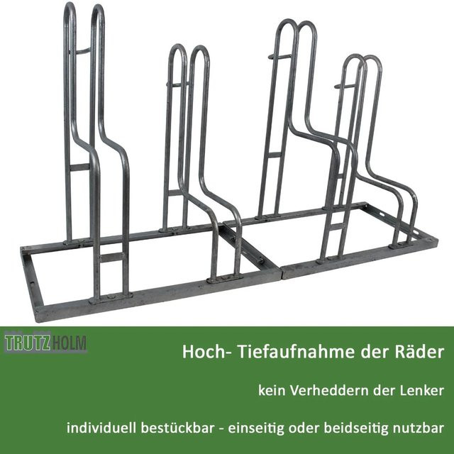 TRUTZHOLM Fahrradständer für 4 Fahrräder aus Stahl, höhenversetzt, B: 140 cm, T: 75,5 cm - Bild 1