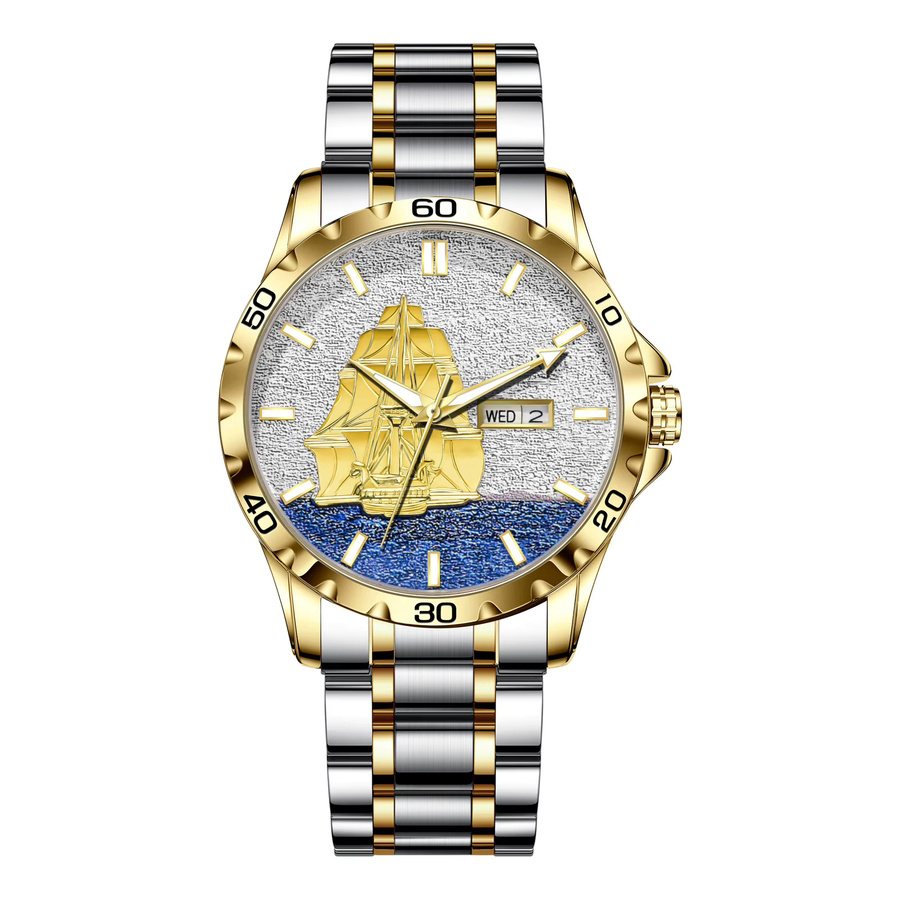 Glenaw Armbanduhr, Automatik, Gold, Edelstahl, Blau, Herren - Bild 5