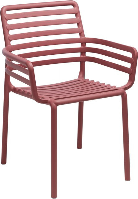 Nardi Doga Armlehnstuhl aus glasfaserverstärktem Kunststoff in Rosa, stapelbar und UV-beständig - Bild 1