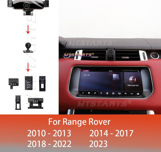 WTSTARTS Verstellbarer Autotelefonhalter für Land Rover Range Rover 2014-2018, Schwerkraft-Handyhalterung mit GPS-Navigation und drehbarer Funktion, Schwarz - Bild 1