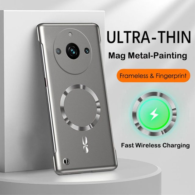Ultradünne rahmenlose Metallmalerei-Schutzhülle für XIAOMI Redmi 14C mit magnetischer kabelloser Ladefunktion in Schwarz und Silber - Bild 1