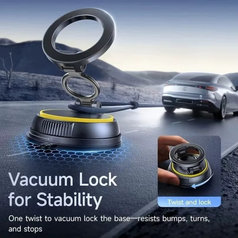 VIKEFON Magnetische Handyhalterung in Schwarz, faltbare Desktop-Halterung mit starkem Vakuumsaugnapf für das Armaturenbrett im Auto - Bild 3