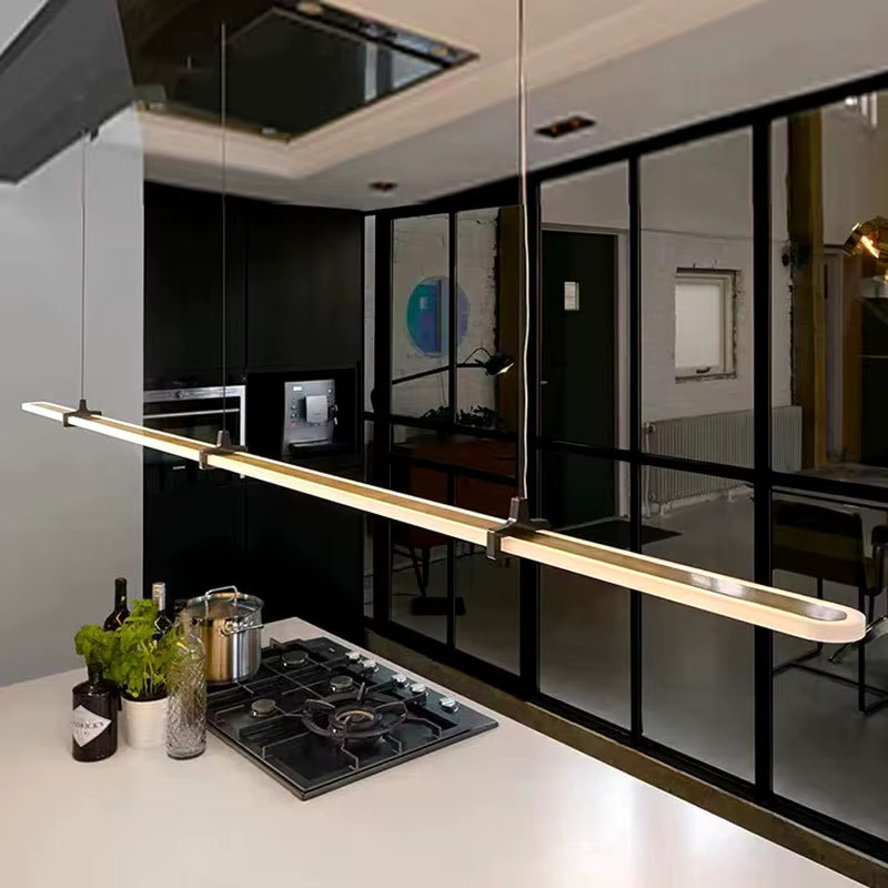 Moderne weiße Deckenpendelleuchte von TAONUANSHU im Streifen-Design für Esszimmer und Küche - Bild 1