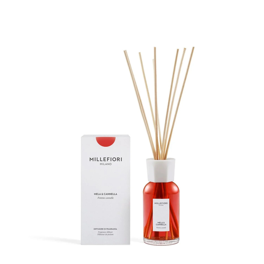 Millefiori Milano Reed Diffuser Mela & Cannella mit 250 ml Duftstäbchen in fruchtig-würzigem Aroma - Bild 1