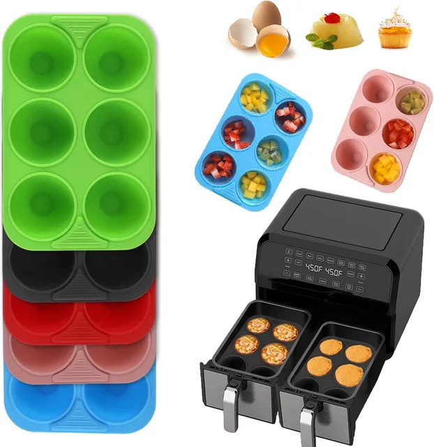 Hitzebeständige Silikon-Backform für Muffins und Kuchen mit 6 Mulden, Grau, Rechteckig - Bild 1