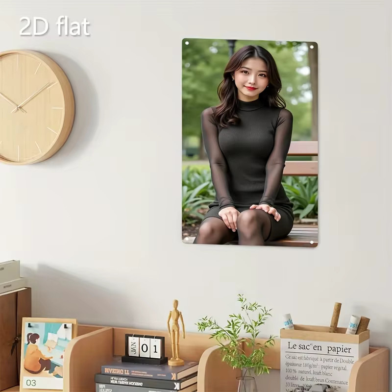 CIFBUY Metall-Wandkunst mit Frauenporträt im koreanischen minimalistischen Stil, Schwarz und Mehrfarbig - Bild 4