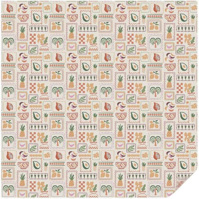 Tulup Fensterfolie mit folkloristischem Blumenmuster als Sichtschutz in Beige, B/H: 100 x 100 cm - Bild 1