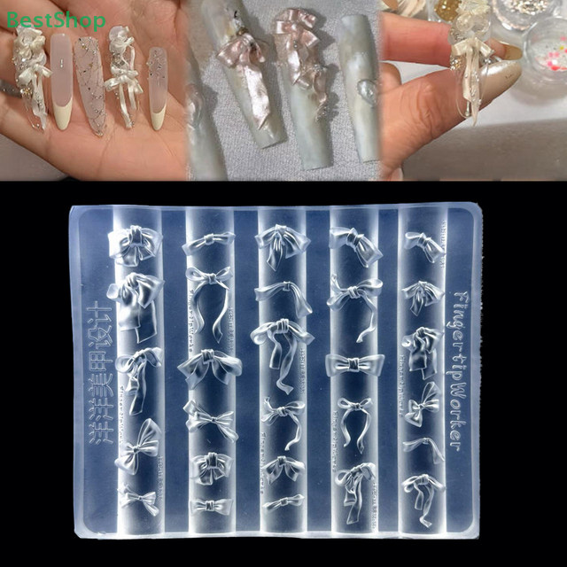 HNKMP 3D Bow Nail Art Silikonform, Ribbon Bow Mold für Nageldekoration - Bild 1