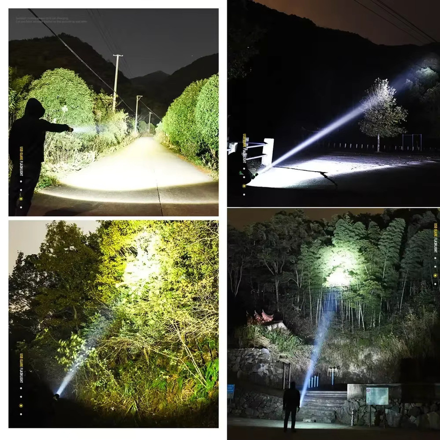 ESMARTER USB-LED-Taschenlampe mit XHP70.2 Zoom-Funktion, wiederaufladbare Campinglampe in Schwarz - Bild 4