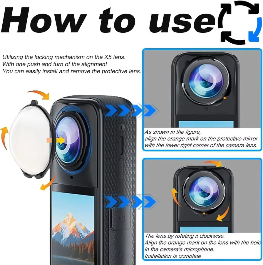 Insta360 8in1 Rotierender Objektivschutz mit Displayschutzfolie für Insta360 X4 und X5 in Transparent - Bild 6