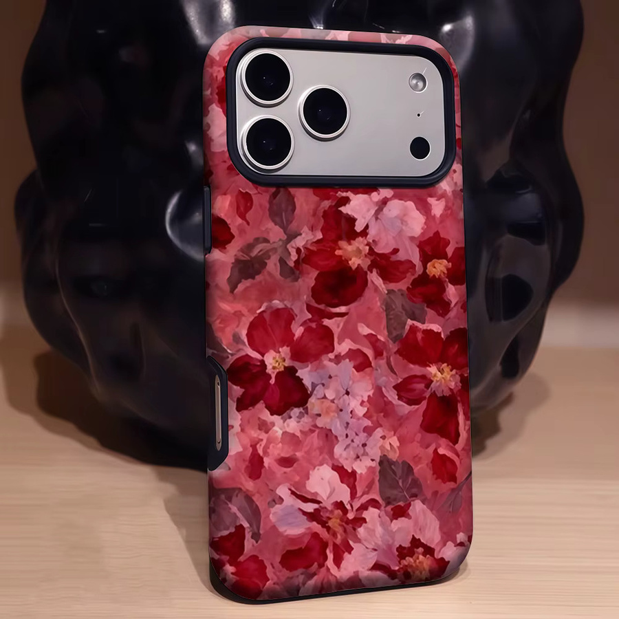 Potdemiel Fuchsia Floral Cluster Handyhülle für iPhone 17 16 15 14 13 Pro Max Plus mit magnetischer Single und Double-Layer Tough Case in Pink Multicolour - Bild 3