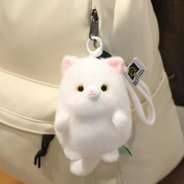 Schlüsselanhänger Katze Plüsch, weiß, Unisex, 12cm - Bild 1