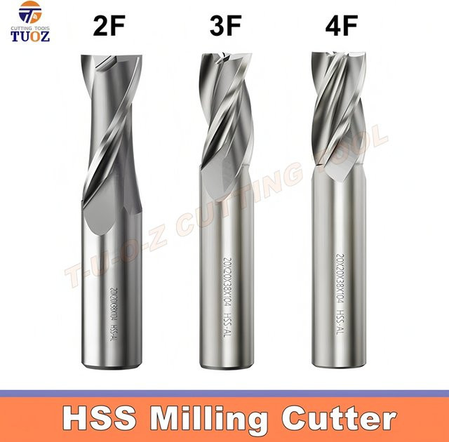 TUOZ Schaftfräser HSS Metallfräser aus Edelstahl in Silber für Edelstahl, Aluminium und Kupfer, Durchmesser: 1-32 mm - Bild 1