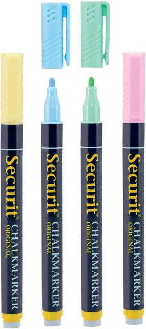 Securit 4er-Set Flüssigkreidemarker mehrfarbig mit Rundspitze 1-2mm in Gelb, Blau, Lila und Grün - Bild 1