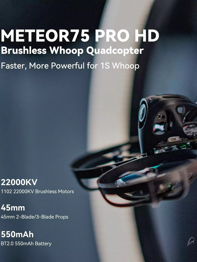 BETAFPV Meteor75 Pro O4 Bürstenloser Whoop RC Quadcopter Drohne in Schwarz inklusive 8 Stück 580mAh Akku und 6-in-1 Ladegerät - Bild 3