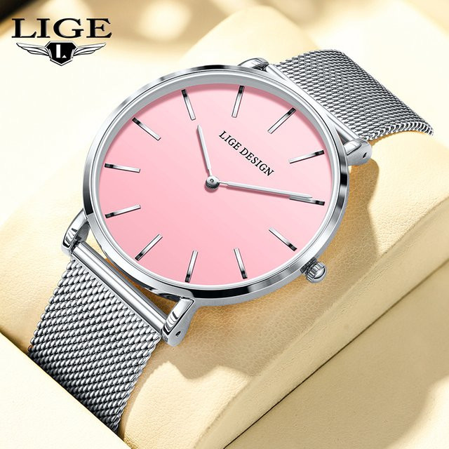 LIGE Armbanduhr Quarz, Edelstahl, Schwarz, Damen - Bild 1