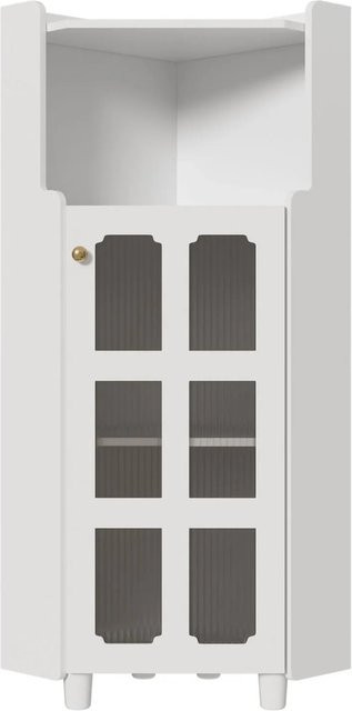 PXloue Eckschrank mit LED Beleuchtung und Glasfront in Weiß, Höhe: 124,0 cm, Breite: 63,5 cm - Bild 1