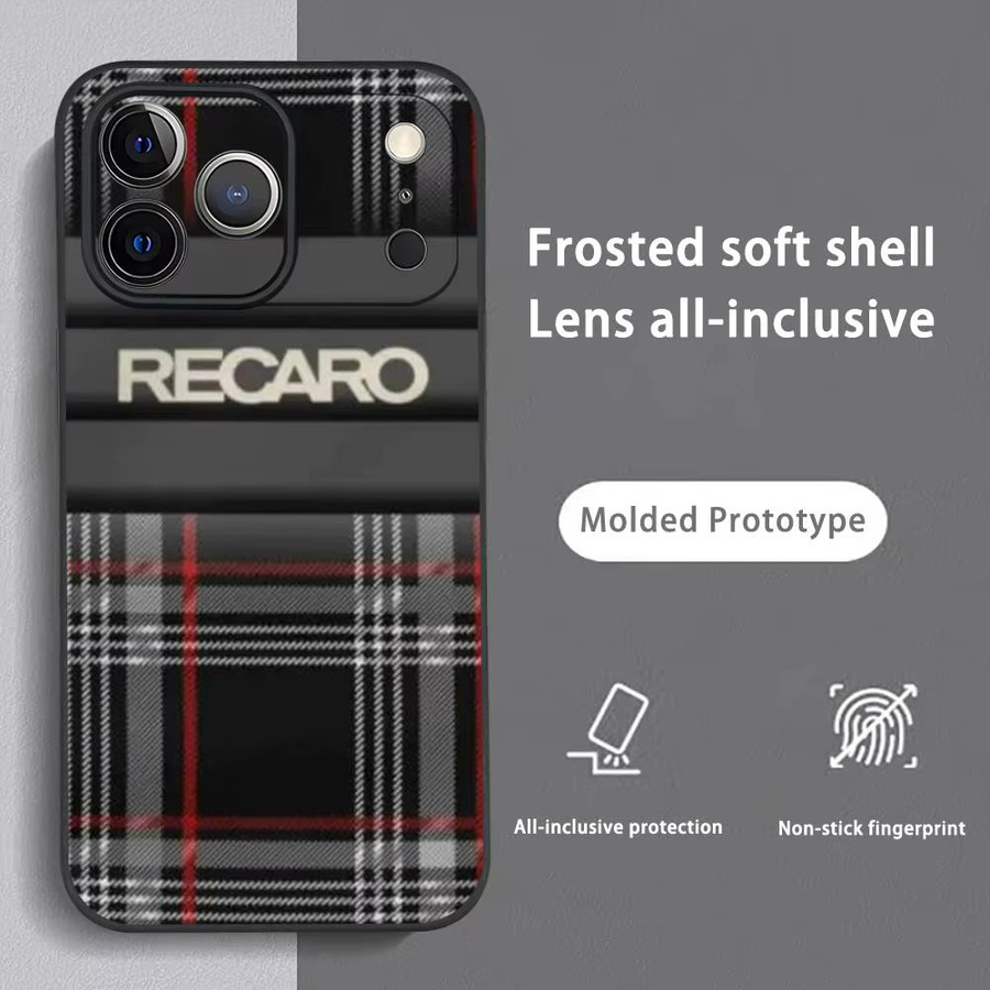 R-Recaro Handyhülle für iPhone 17 16 15 14 13 12 11 Pro Max Plus Mini Frosted Soft Shell in Schwarz - Bild 4
