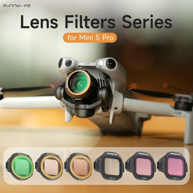 Sunnylife ND-Objektivfilter Set für DJI Mini 5 Pro mit optischen Glaslinsen, bestehend aus ND8, ND16, ND32, ND64, MCUV, NDPL und CPL Filtern - Bild 1