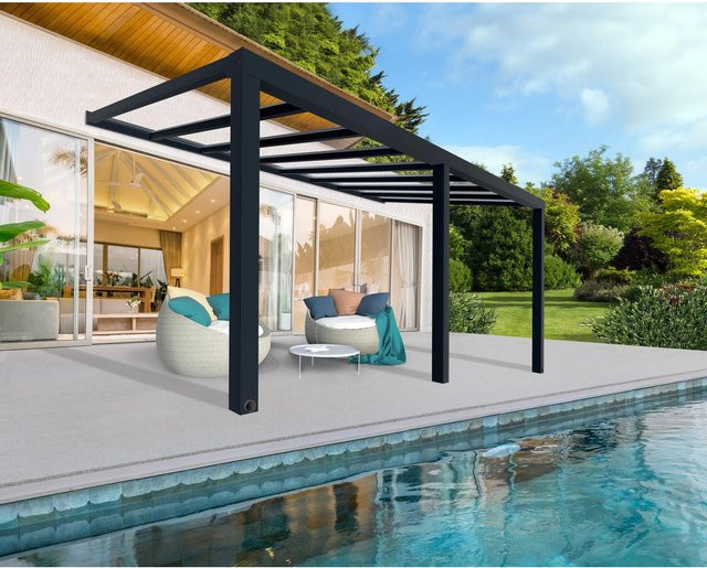 Palram Canopia Terrassenüberdachung Stockholm in Anthrazit mit Polycarbonat-Dach und integrierter Dachrinne, B/T: 5,9 m x 3,4 m - Bild 1