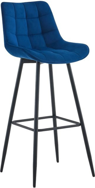 DELUKE Barhocker SYDNEY Barstuhl mit Lehne aus Samt in Blau mit modernem Design - Bild 1