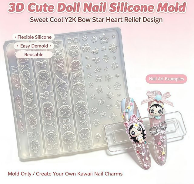 Retro 3D Silikon Nagelkunst-Form, verschiedene Designs, Unisex - Bild 1