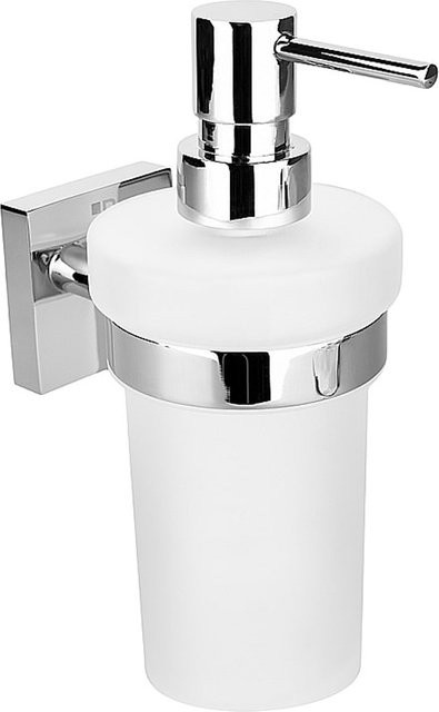 Brillantbad META Glasseifenspender aus Messing in Chrom poliert mit 250 ml Fassungsvermögen, B/T/H: 8,0 x 18,0 x 13,3 cm - Bild 1