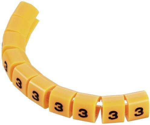 TRU Components TC-MB1/3203 Kennzeichnungsclip Aufdruck 3 in Gelb mit einem Außendurchmesser-Bereich von 3 bis 3,60 mm - Bild 1