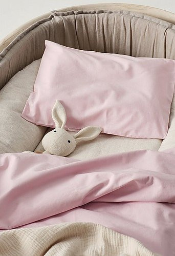 ZACK Percale Baby Bettwäsche aus Bio-Baumwolle für Kinderwagen oder Wiege, Pink mit Tiermotiv - Bild 1