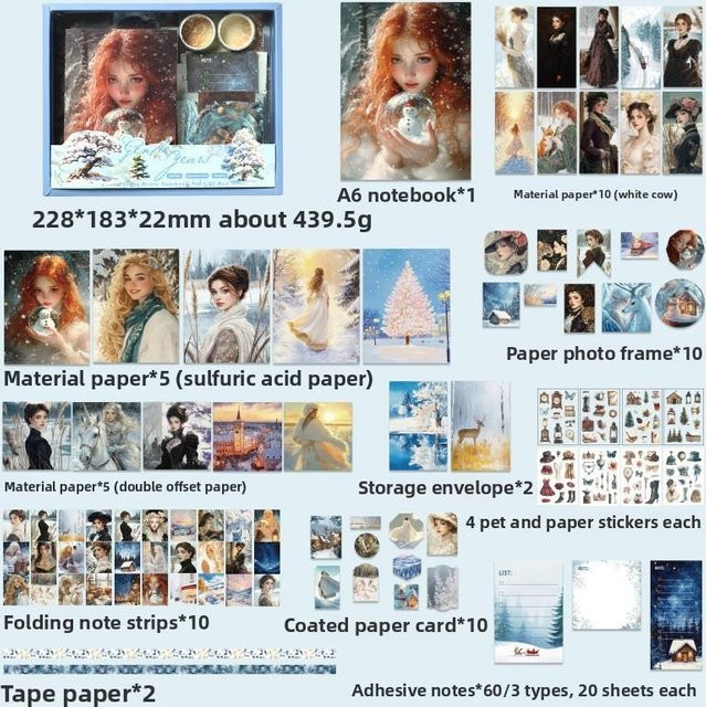 Rui Di Vintage Scrapbooking-Kit mit 124 Teilen, Multicolour Aufkleber und DIY Collage Zubehör aus Papier - Bild 1