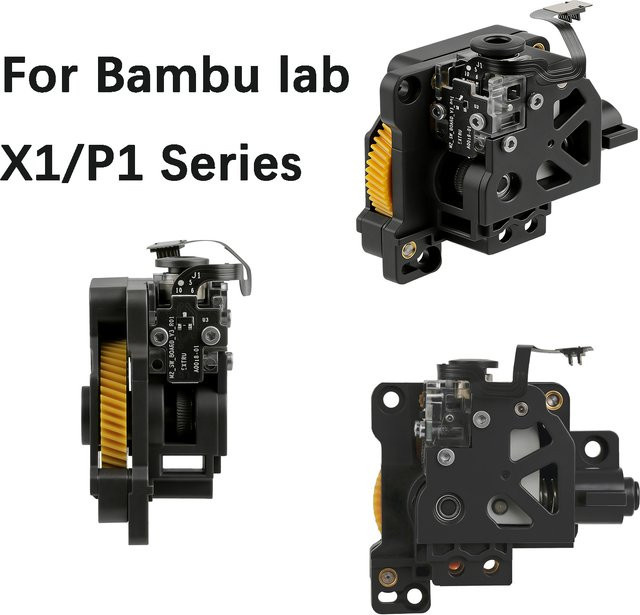 Bambu Extruder-Baugruppe mit Hohlkühlungsdesign und gehärtetem Stahlzahnrad für X1 und P1 Serie in Schwarz - Bild 1