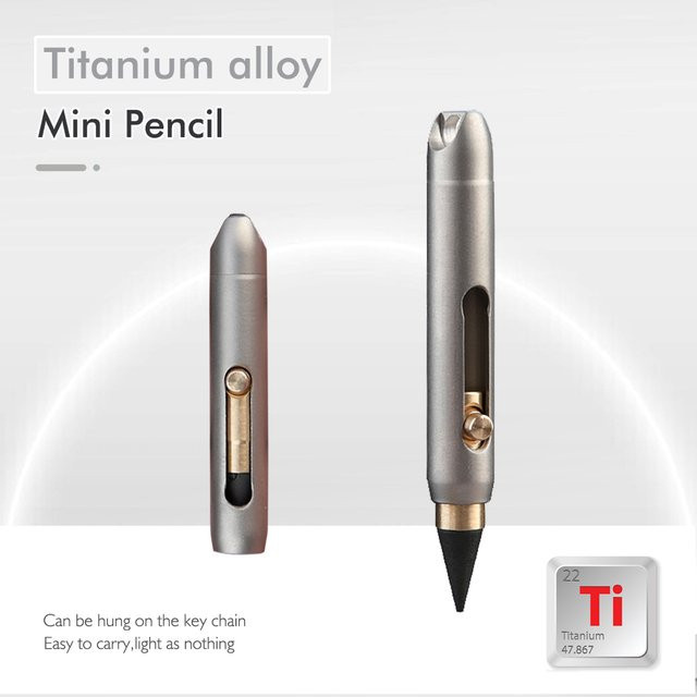Mini Forever Everstanding Bleistift aus Titanlegierung in Silber als dekorativer Taschenstift und Schlüsselanhänger - Bild 1