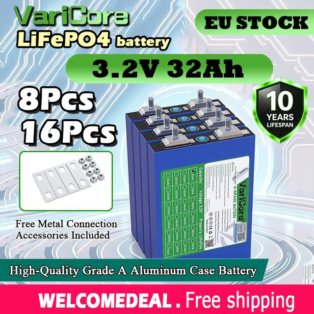 VariCore LiFePO4 Batteriezelle 3,2V 32Ah Lithium-Eisenphosphat Prismatische Zelle mit Aluminiumgehäuse für Solar-Energiespeicher und RV-Batteriepacks - Bild 1