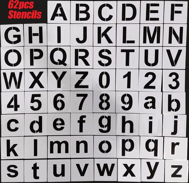 62-teiliges Aibecy Set aus transparenten Buchstaben- und Zahlenschablonen aus PET für Kunsthandwerk, 5 Zoll - Bild 1