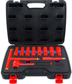 BGS VDE-Steckschlüssel-Satz 11-teilig mit 1/2 Zoll Antrieb, Schlüsselweite 10 - 24 mm, Farbe Rot - Bild 1