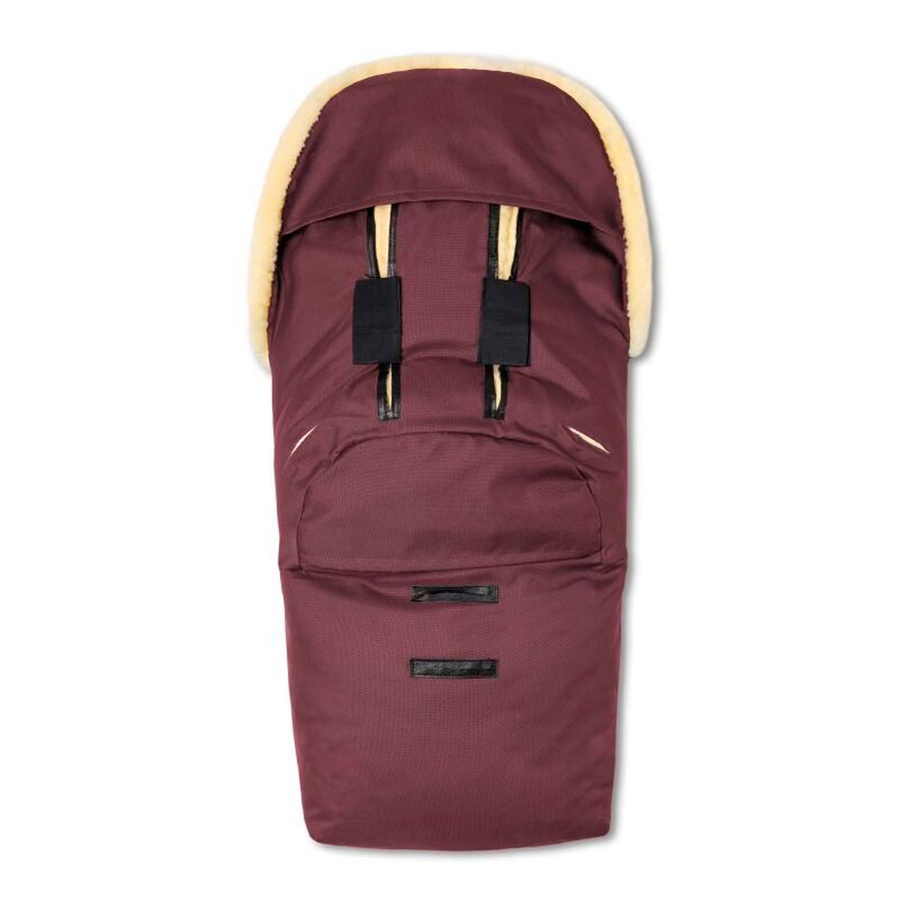 Hofbrucker Kinderwagen Lammfell-Fußsack Polaris in Dunkelrot mit reflektierenden Elementen und Oeko-Tex 100 Zertifizierung - Bild 2