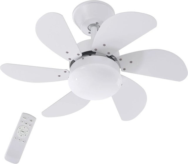 NETTLIFE Deckenventilator mit LED-Licht, Fernbedienung und Timer, Metall, Weiß, Durchmesser: 75 cm - Bild 1