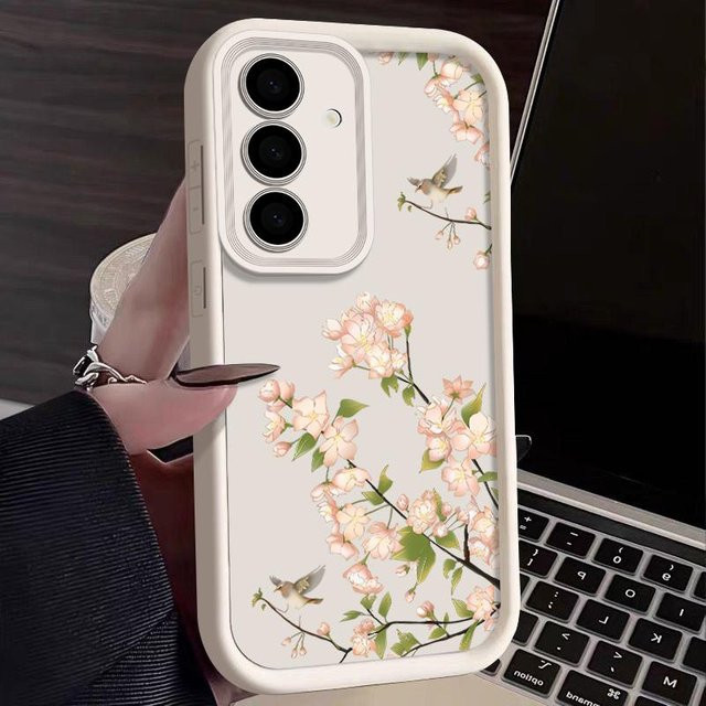 Samsung Silikon Handyhülle mit Kirschblütenmuster für S25 S24 S23 S22 S21 S20 Ultra Plus FE und A-Serie in Multicolour - Bild 1
