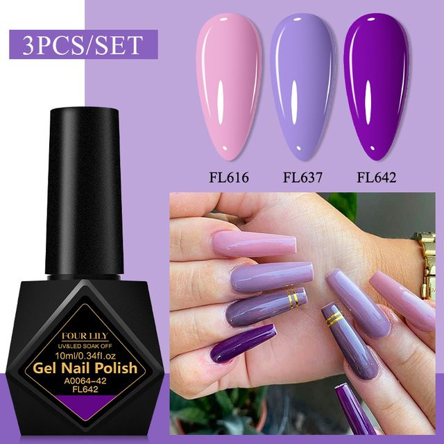 Four Lily Nagellack Set, Lila, Gel, Glänzend, 3x 10 ml - Bild 1