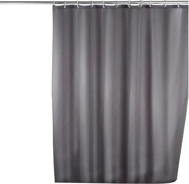 Wenko Anti-Schimmel Duschvorhang aus Polyester in Grau, B/H: 180 x 200 cm - Bild 1