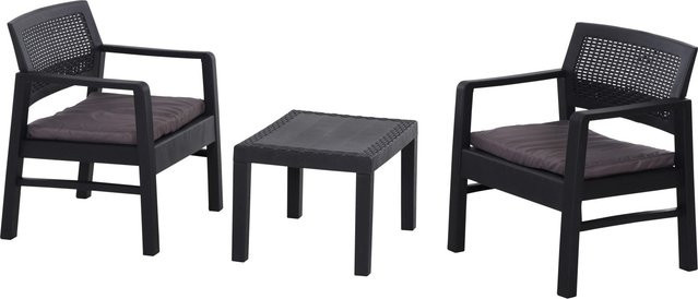 Progarden Kraka Balkonset 3-teilig Anthrazit aus wetterbeständigem Kunststoff und Polyester - Bild 1