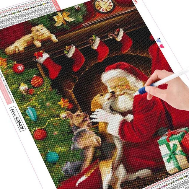 FIYO Diamantmalerei Weihnachtsmann Bastelset mit Kreuzstich Motiv in Mehrfarbig, B x H: 50 x 70 cm - Bild 1