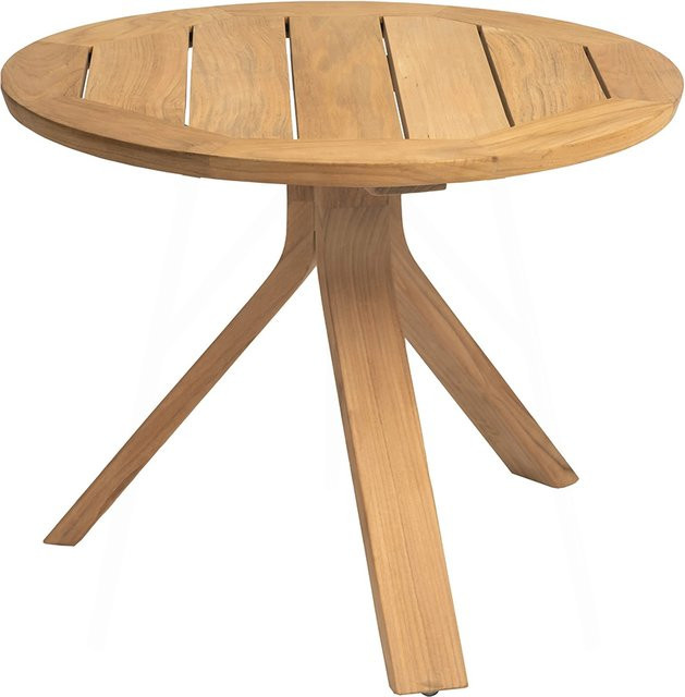 Stern Beistelltisch Freddie aus Teak Holz in Braun und Gold Durchmesser: 55 cm - Bild 1