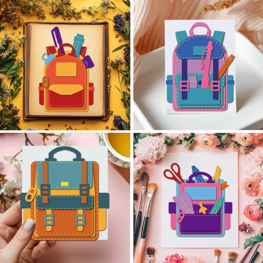 Metallstanzform Schultaschen für Scrapbooking und Bastelarbeiten in Mehrfarbig - Bild 2