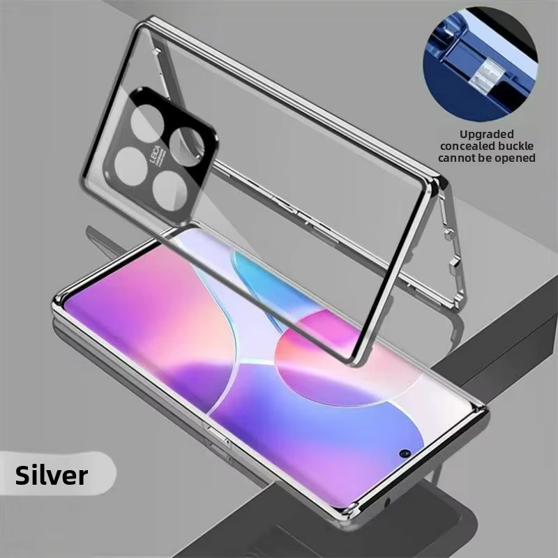 Xiaomi Magnetische 360 Grad Schutzhülle mit Temperierglas für Xiaomi 15T Pro, 14T, 13T und 15 Ultra Pro in Silber - Bild 3